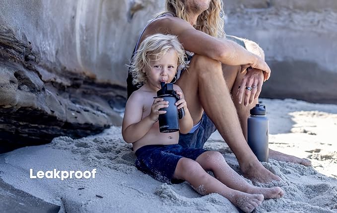 HYDRO CELL Stainless Steel Insulated Water Bottle with Straw - For Cold & Hot Drinks - Metal Vacuum Flask with Screw Cap and Modern Leakproof Sport Thermos for Adults (Graphite/Black 14oz)
