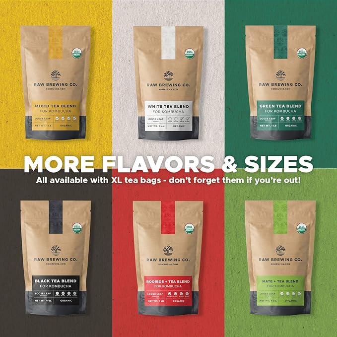 Kombucha.com Certified Organic Loose Leaf Tea - Kombucha Brewing Blends (Black Tea Blend, 8 Ounce). Makes up to 25 gallons.