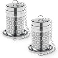 2 Pack Reinmoson Tea Strainers for Loose Tea, Extra Fine Mesh Tea Infuser, 304 Stainless Steel & Updated Slim Threaded Lid, Loose Leaf Tea Steeper for Black Tea, Rooibos, etc