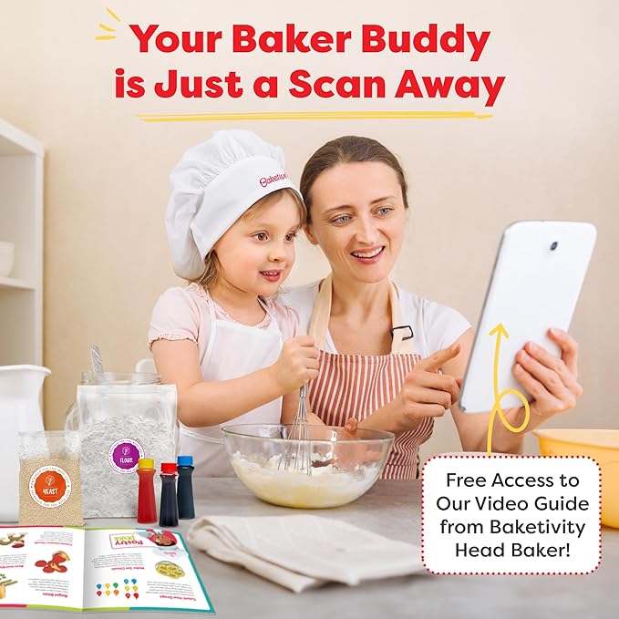 Baketivity Rainbow Bagel Kids Baking Kit - Baking Kits for Kids with Premeasured Ingredients, Step-By-Step Instructions, Video Guide, and STEM Lessons - Kids Cooking Kit for Ages 6-12+