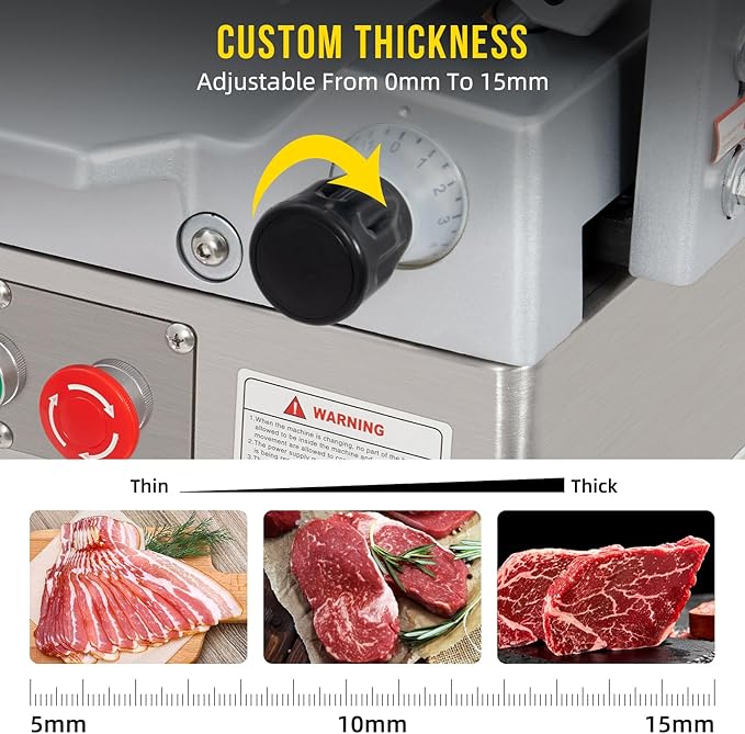 Dual Motor Automatic Meat Slicer 370W + 550W Power | 13" Sharp Carbon Steel Blade, 0-16mm Adjustable Thickness | Ideal for Deli Meats, Cheeses & Home Kitchen Use
