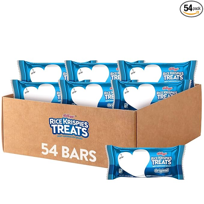 Rice Krispies Treats Crispy Marshmallow Squares, Kids Snack Box, Cereal Bars, Original (54 Count)
