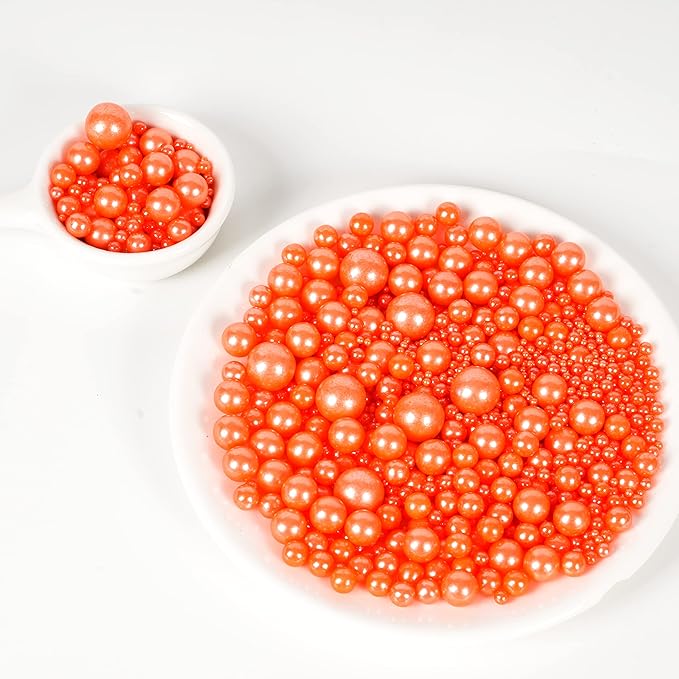Kasvan Orange Pearl Sugar Sprinkles - Edible Candy Pearls 130g/4.58 Oz, Mix Size, Baking Cake Decorations, Ice Cream Toppings and Cookie Decorating, Wedding Party Chirstmas Supplies