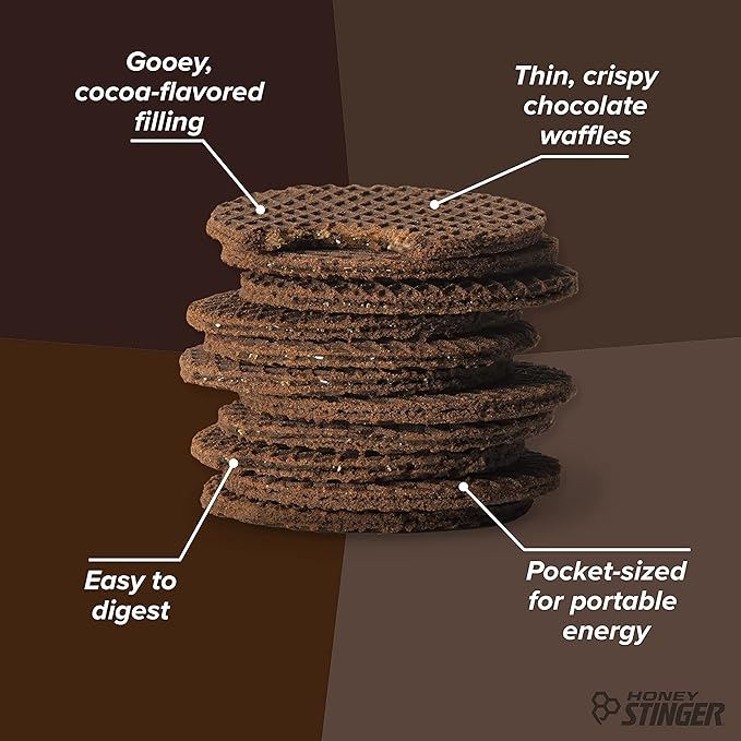 Honey Stinger Organic Chocolate Waffle, Energy Stroopwafel for Exercise, Endurance and Performance, Sports Nutrition for Home & Gym, Pre and Post Workout, Box of 16 Waffles, 16.96 Ounce