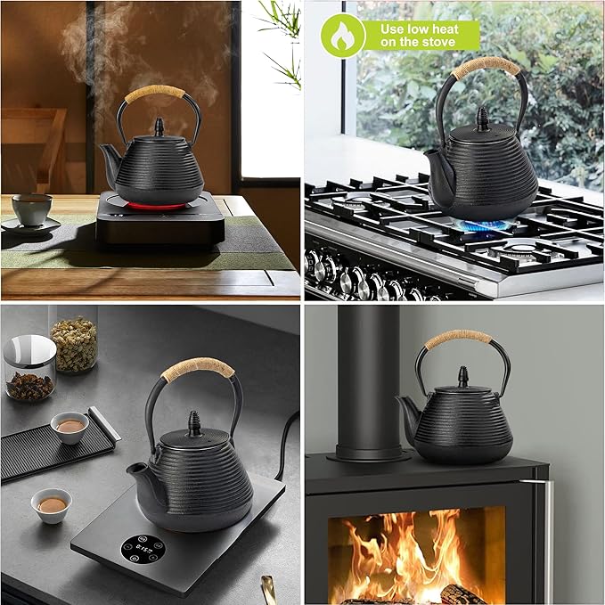 suyika Japanese Tetsubin Tea Kettle Cast Iron Teapot with Stainless Steel Infuser 30 oz/900 ml