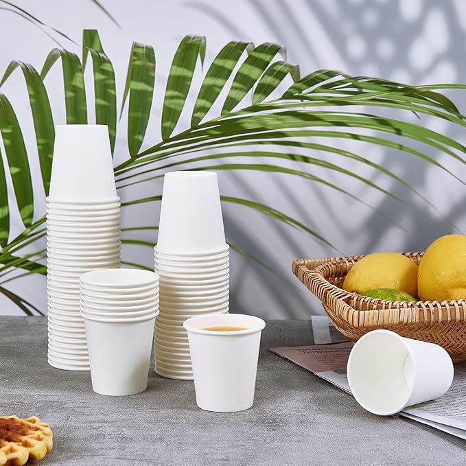 3 oz Paper Cups 600 Count Disposable Bathroom Mouthwash Espresso White Cups for Party, Picnic, Travel and Events