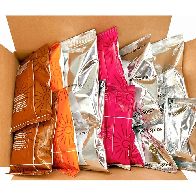 Ground Coffee | Gift Set Sampler Pack Variety Flavored Medium Roast Low Acid Mold Free Pouches | Gourmet Bulk Packets | Highest Rated Individual Premeasured Powder Bags for 12 Cup Drip Maker