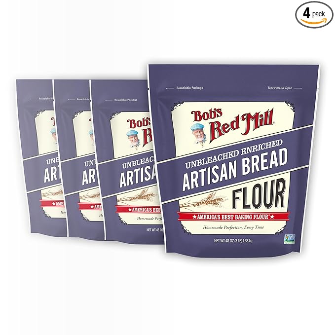 Bob's Red Mill Artisan Bread Flour, 3 Pound (Pack of 4) - Unbleached, Unbromated, Non-GMO, Vegan