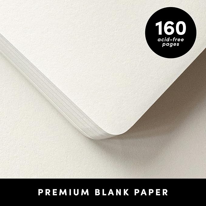 PAPERAGE Blank Journal Notebook, (Yellow), 160 Pages, Medium 5.6 in x 8 in - 100 GSM Thick Paper – Hardcover Journaling Notebook for Work, School, Note Taking or Sketching