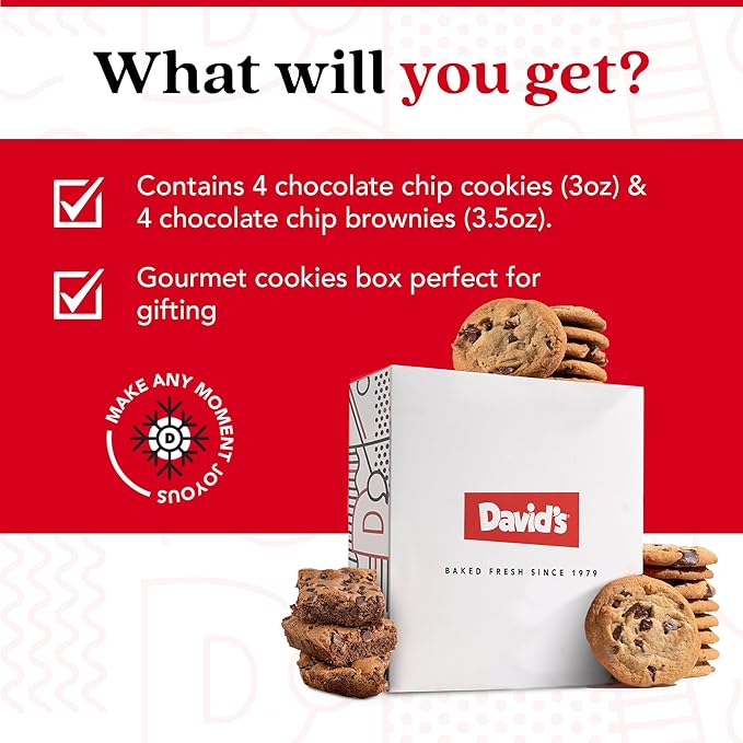 David's Cookies Gluten-Free Chocolate Chip Cookies and Brownies - Gourmet Bakery Desserts Ideal for a Delightful Food Gift for Family and Friends