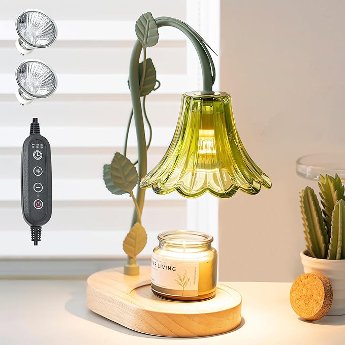 Flower Candle Warmer Lamp with Timer,Dimmable Candle Lamp Warmer,Adjustable Height Candle Warmer for All Jar Candles,Bedroom Living Room Home Decor Aesthetic Christmas Birthday Gifts (Morning Glory)