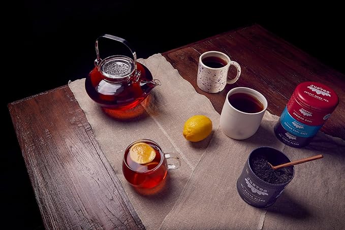 JusTea Black Tea Trio | Stacking Tins Variety Pack with Hand Carved Tea Spoon | Loose Leaf Tea | High Caffeine | Award-Winning | Fair Trade | Non-GMO