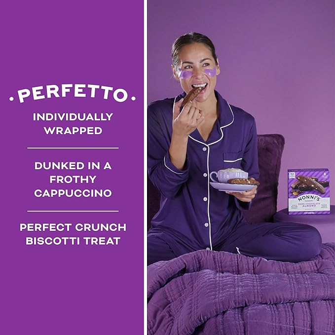 Nonni's Dark Chocolate Almond Biscotti Italian Cookies - 6 Boxes Dark Chocolate Cookies - Biscotti Individually Wrapped Cookies - Italian Biscotti Cookies w/Bittersweet Chocolate & Almonds - 6.88 oz