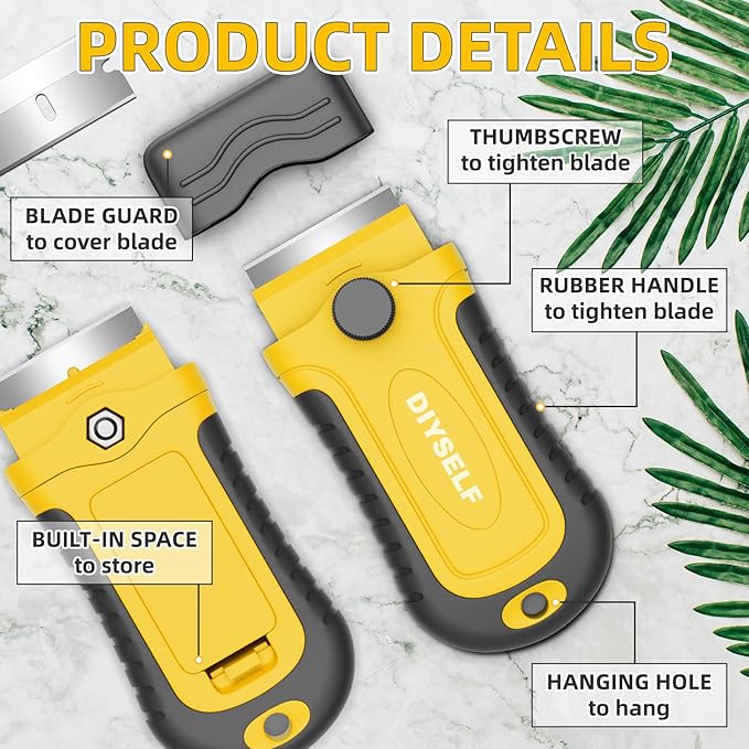 DIYSELF Razor Blade Scraper | 1 Pack Razor Scraper with 15 Razor Blades | Razor Blade Scraper Tool Kitchen | Glass Scraper | Window Scraper | Glass Stove Top Scraper | Paint Scraper | Cooktop Scraper