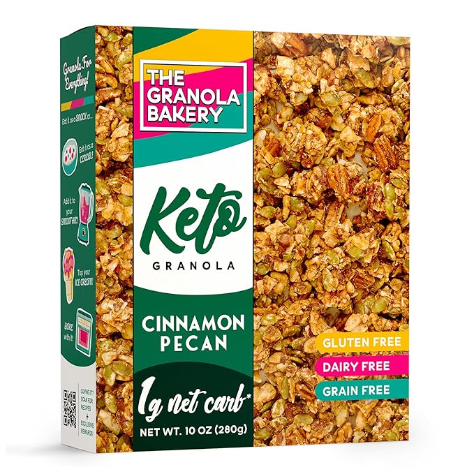 TGB Cinnamon Keto Granola | 1g Net Carb Cereal | Gluten Free Low Carb Nut Snack, 10 Ounces