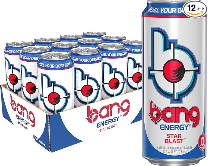 Bang Energy Star Blast, Sugar-Free Energy Drink, 16 Ounce (Pack of 12)
