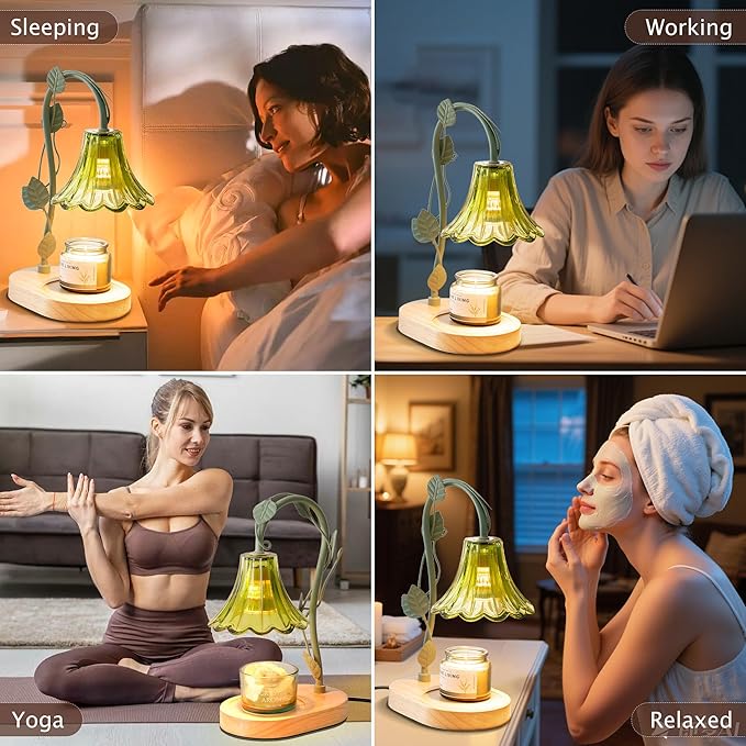 Flower Candle Warmer Lamp with Timer,Dimmable Candle Lamp Warmer,Adjustable Height Candle Warmer for All Jar Candles,Bedroom Living Room Home Decor Aesthetic Christmas Birthday Gifts (Morning Glory)