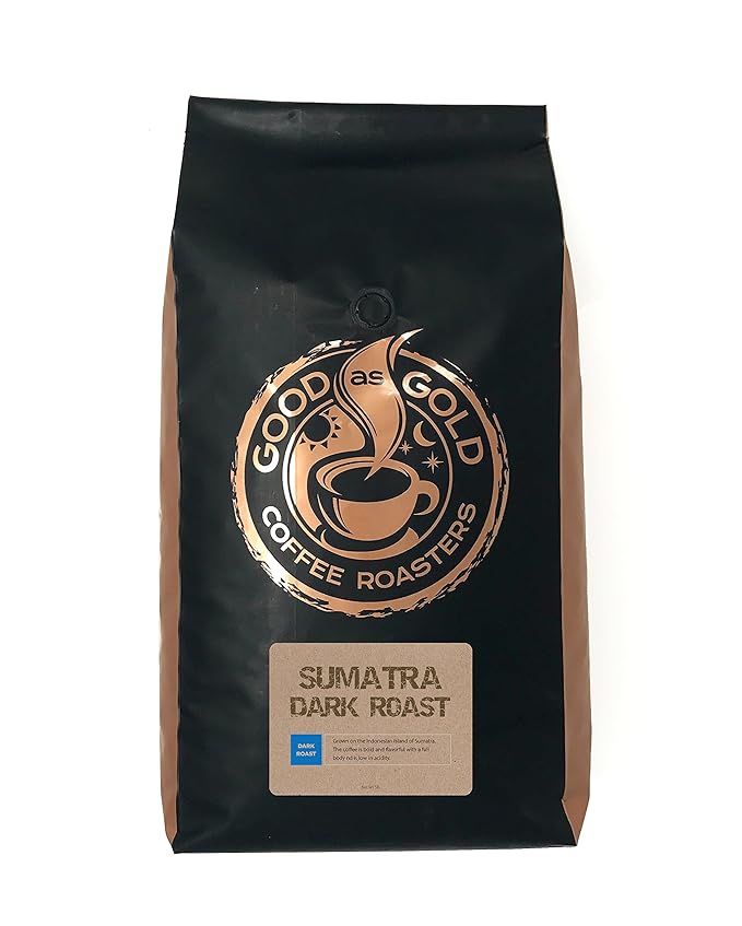 Sumatra Mandheling Dark Roast Coffee Beans (Grade 1), 5 Pound Whole Bean - Good As Gold Coffee Roasters