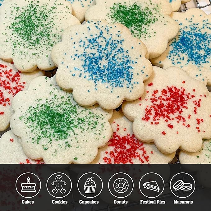 Twisweet Christmas Sprinkles 6 Cell-6.7oz Edible Pearls for Cake Decorating, Red Green Sanding Sugar Sprinkles Xmas Tree Candy Cane Mix, Cupcake Topper Ice Cream Cookie Toppings Cake Decorations, Holiday Christmas Party Supplies