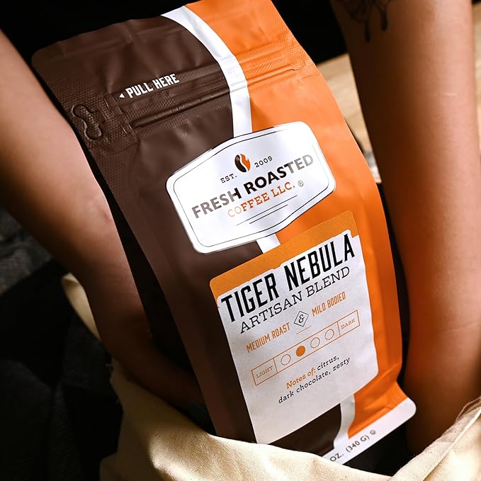 Fresh Roasted Coffee, Tiger Nebula, 12 oz, Medium Roast, Kosher, Whole Bean