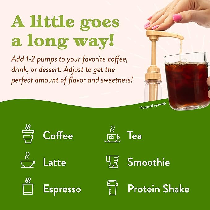 Jordan's Skinny Syrups Sugar Free Coffee Syrup, Pistachio Flavor Drink Mix, Zero Calorie Flavoring for Chai Latte, Protein Shake, Food & More, Gluten Free, Keto Friendly, 25.4 Fl Oz (Pack of 6)