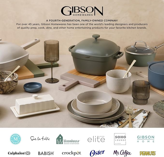 Gibson Elite Matisse 16 Piece Double Bowl Dinnerware Set, Cobalt Blue, Service for 4 (16pcs)