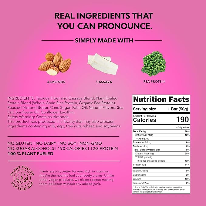 TRUBAR Vegan Protein Bar, Daydreaming About Donuts, Gluten Free, Plant Based, High Fiber, Dairy Free, Non GMO, Low Fat, No Sugar Alcohols, 12G Lean Protein, 13G Fiber, Healthy Snack Bars, 12 CT