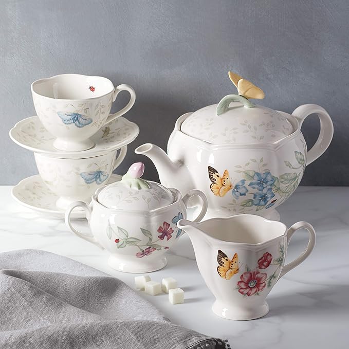 Lenox Butterfly Meadow 8-Piece Tea Set, Service for 2, White