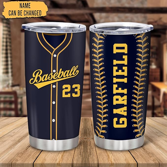 Hyturtle Personalized Baseball Tumbler Baseball Players Design Stainless Steel Double Walled Vacuum Insulated Tumblers 20oz30oz Coffee Travel Mug Cup Christmas Gift For Men Boys Friends Dad Sports Fan