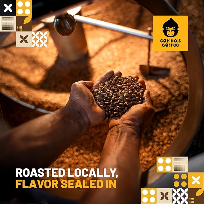 Gorilla's Coffee 100% Arabica - Medium Roast Ground Coffee, Fair Trade, Smooth, Balanced, Aromatic, Spice & Luscious Fruit Notes | Premium Rwandan Coffee | Rich, Flavorful, and Aromatic (500g/17.6oz)