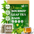 FreshDrinkUS, 60 Premium - The Top Soursop Graviola Leaf Tea Bags, 100% Pure & Natural from Soursop Leaves, Handmade, Made With Natural Materials-Corn Fiber Tea Bag, Sugar/Caffeine/Gluten Free, Hoja Guanabana Tea