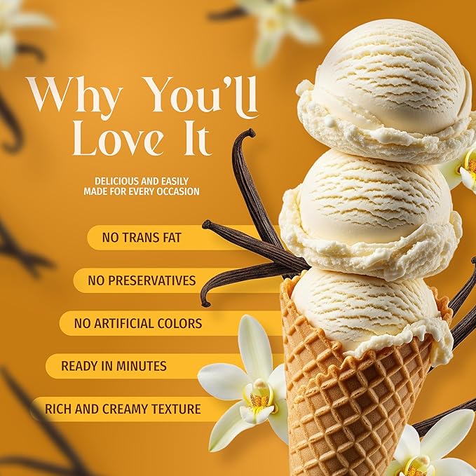 Triple Scoop - Premium Vanilla (2) Ice Cream Mix For Ice Cream Maker. Simple, Easy, Delicious. From Gourmet Mix To Maker in 5 Minutes, Makes 2 Creamy Quarts. Made in USA. (2 Pack, Vanilla)