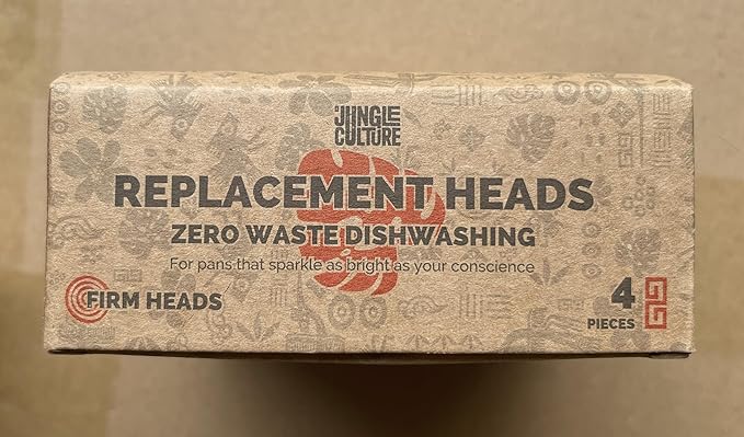 Jungle Culture Firm Bristle Replacement Brush Heads for Eco Dish Brushes • Wooden Kitchen Washing Up Brush Heads Pack of 4 • Interchangeable Bristle Refills • Dish Scrubbers • Zero Waste Cleaning