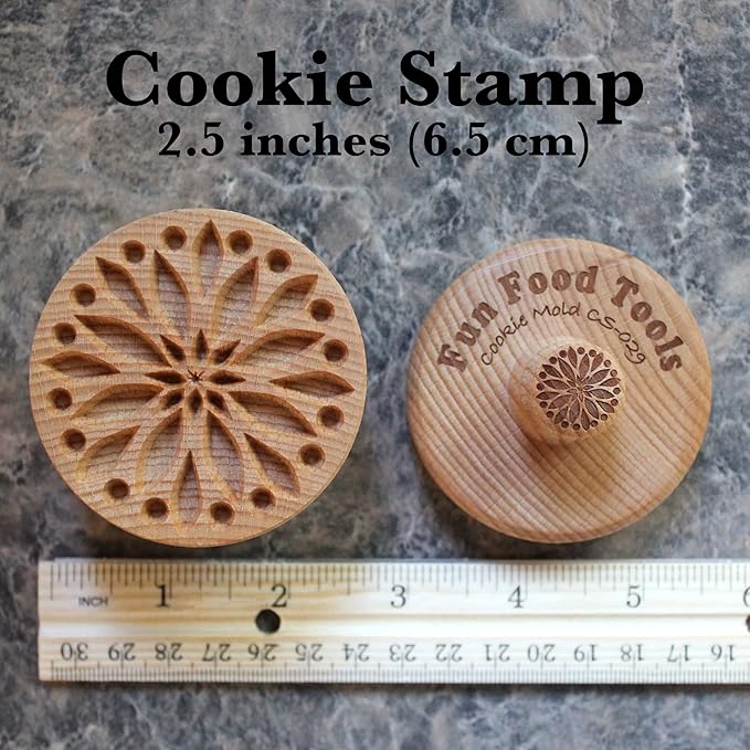 Wood Cookie Stamp, 2.5 Inch (Holiday Flower CS-029)