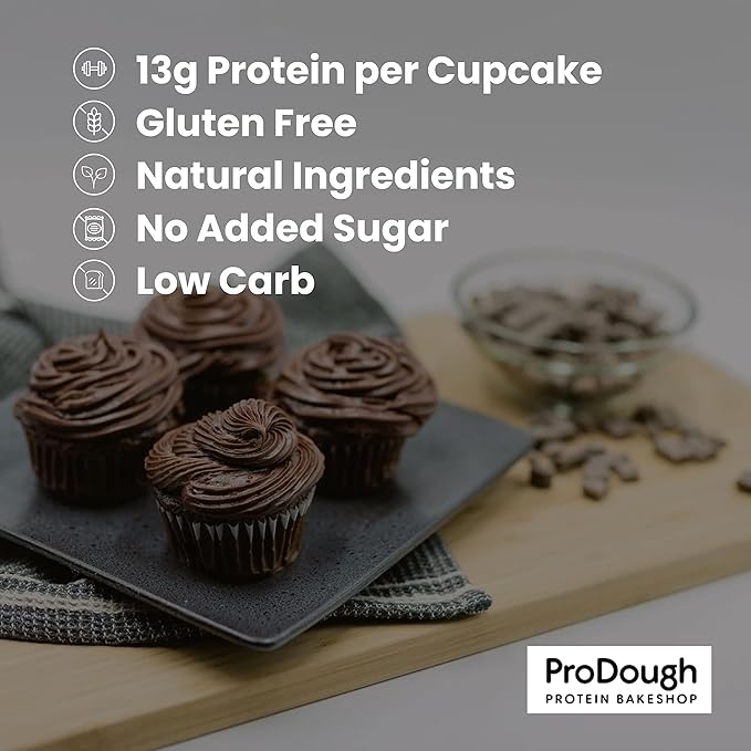 ProDough High Protein- Gluten Free Cupcake Mix, Low Carb, 13g of Protein per Cupcake, No Added Sugars, Keto Friendly, Makes 12, Healthy Dessert (Vanilla)