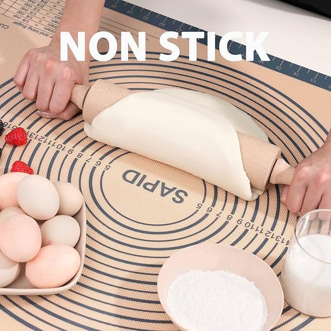 Sapid Extra Thick Silicone Pastry Mat Non-slip with Measurements for Non-stick Silicone Baking Mat Extra Large, Dough Rolling, Pie Crust, Kneading Mats, Countertop, Placement Mats (24" x 36", Gray)