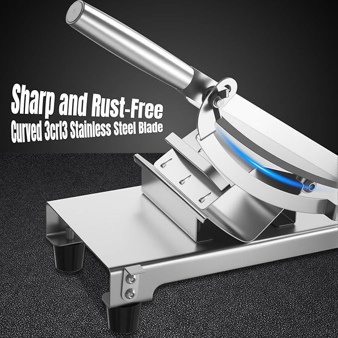 PARACITY Manual Frozen Meat Slicer, Upgraded Stainless Steel Meat Cutter Beef Mutton Roll for Hot Pot BBQ, suitable for home cooking, Cheese slicing, BBQ slicing
