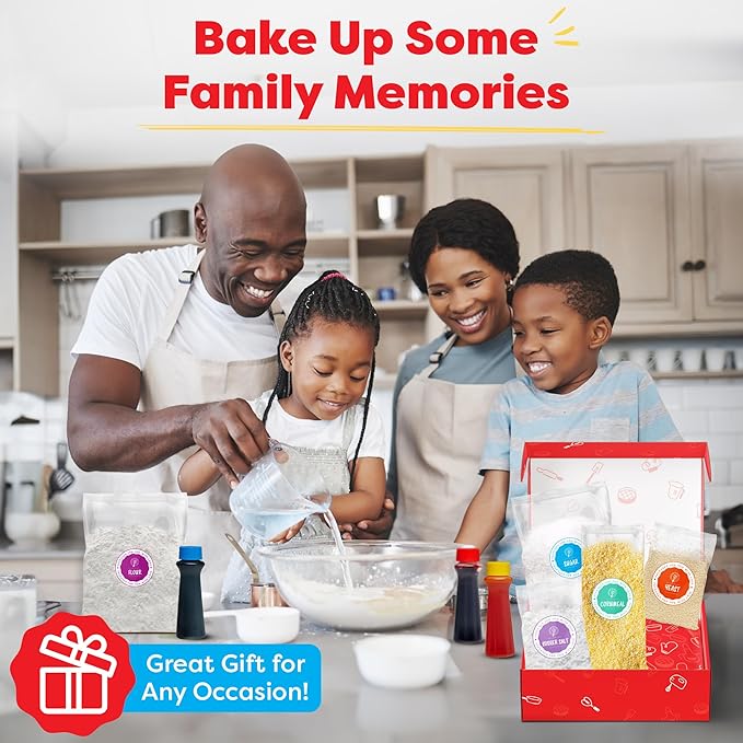 Baketivity Rainbow Bagel Kids Baking Kit - Baking Kits for Kids with Premeasured Ingredients, Step-By-Step Instructions, Video Guide, and STEM Lessons - Kids Cooking Kit for Ages 6-12+