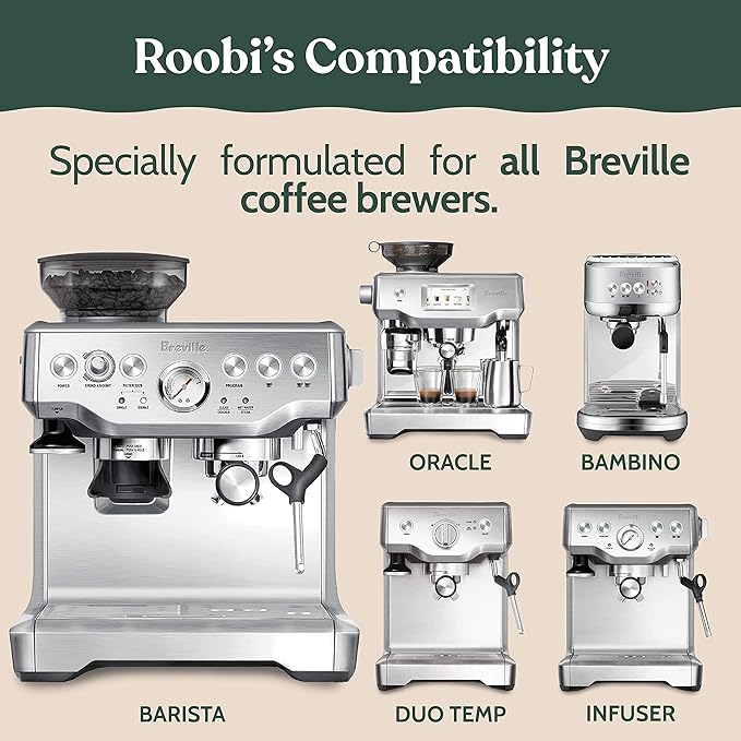 Breville Compatible Descaling Solution. Specially Formulated to Clean & Descale your Breville Espresso Machine. 2 Uses per Bottle, 2 Pack. Eco-Friendly Carbon Neutral Descaler Kit.