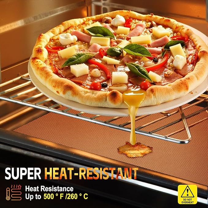 2 Pack Oven Liners for Bottom of Oven, 17"x25" Heavy Duty Non-Stick Oven Liner Mat, Reusable Heat Resistant Grill & Baking Mat, BPA/PFOA Free Roaster Liners, Fits Electric, Gas, Toaster Ovens (Black)