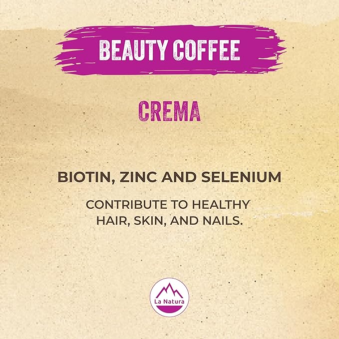 La Natura Lifestyle Beauty Coffee Pods - Crema Roast European-Style with Biotin, Zinc & Selenium for Hair, Skin & Nails Health - Compostable Nespresso Original Line Compatible Capsules - Pack of 60
