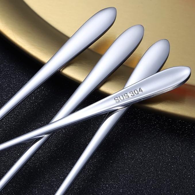 Long Coffee Spoons Steel Set of 6 Stainless Coffee Stirrer Iced Cream Scoop Cocktail Mixing Spoons (6)