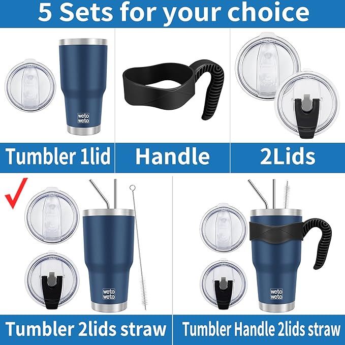 WETOWETO 30 oz Tumbler Stainless Steel Vacuum Insulated Coffee Cup Double Wall Vacuum Coffee Cup Thermal Cups for Hot and Cold drinks, Suitable for Beach, Travel (Navy Blue, 1 Pack)