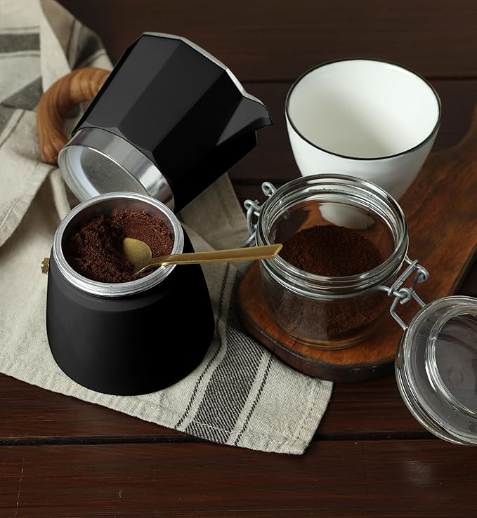 AGOGO Milano Moka pot, Stovetop Espresso maker, Greca Coffee Maker, Stovetop coffee maker and espresso maker percolator With Paper Filter 6 Cup Black