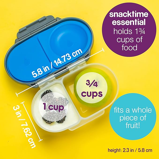b.box Snack Containers for Kids, Toddler Snack Box Container, Reusable Small Bento Box for Lunch, School & Travel, Leak Proof, BPA free, Dishwasher Safe, Ages 4 months+ (Chill Out, 12oz capacity)