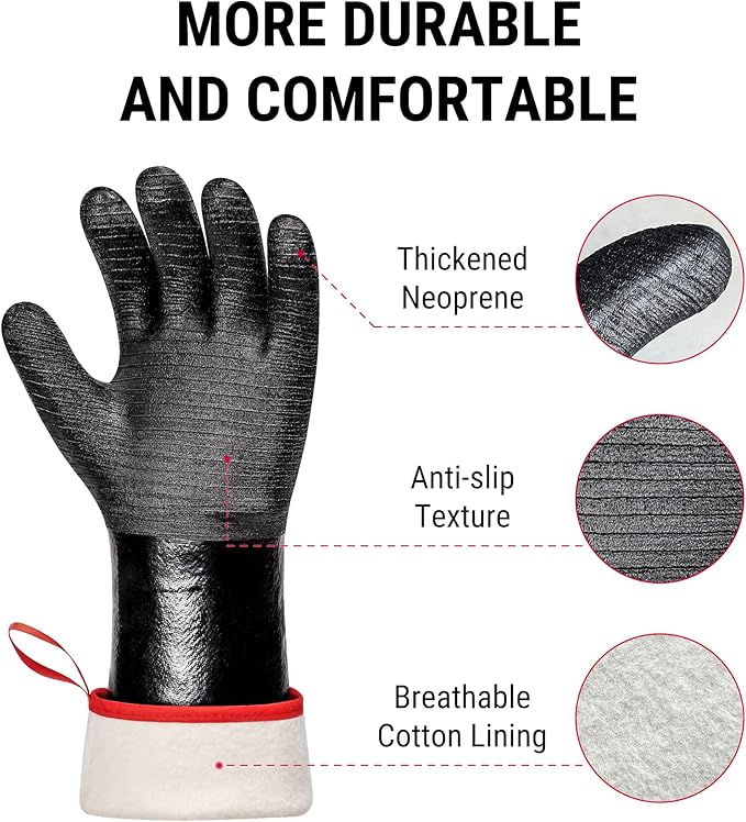 ThermoPro 932°F Heat Resistant BBQ Gloves, 17" Waterproof Oven & Grill Gloves, Oil & Slip-Resistant Neoprene Grill Mitts for BBQ, Fire Pit, Rotisserie, Smoker Accessories Gifts for Men and Women