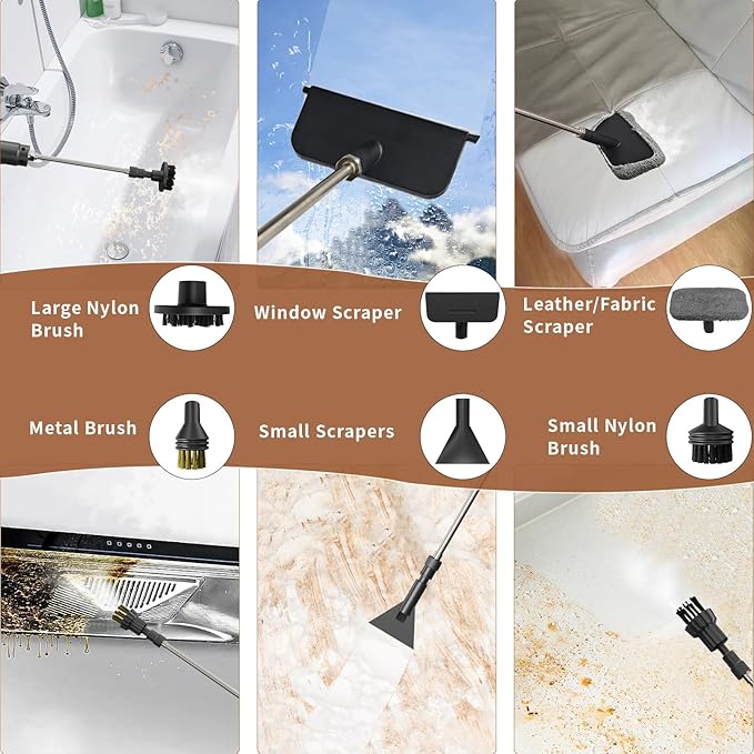 Handheld Steam Cleaner for Home, 2500W High Temperature Pressurized Machine, 1.7L Water Tank, Handle-controlled Steam Output, Portable Cleaning Steamer for Car, Bed Bugs, Furniture, Grout (White)