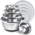 Avador Premium Stainless Steel Mixing Bowls with Lids Non-Slip, Set of 5 Mixing Bowl Set with Silicone Base, Space Saving, Great for Cooking, Baking, Prepping (0.25qt, 1qt, 1.5qt, 3qt, 5qt)