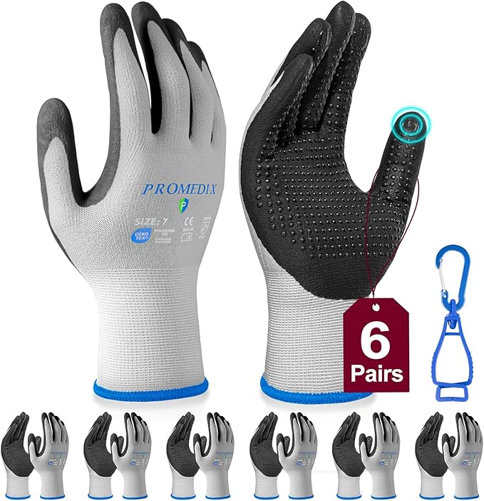 PROMEDIX P Nitrile Coated Work Gloves,MicroFoam Safety Work Gloves Men,Seamless Knit Nylon&spandex Gloves with Grip