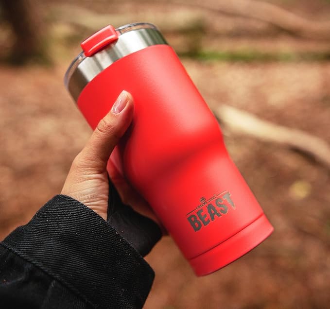 Beast 20 oz Tumbler Stainless Steel Vacuum Insulated Coffee Ice Cup Double Wall Travel Flask (Ladybug Red)
